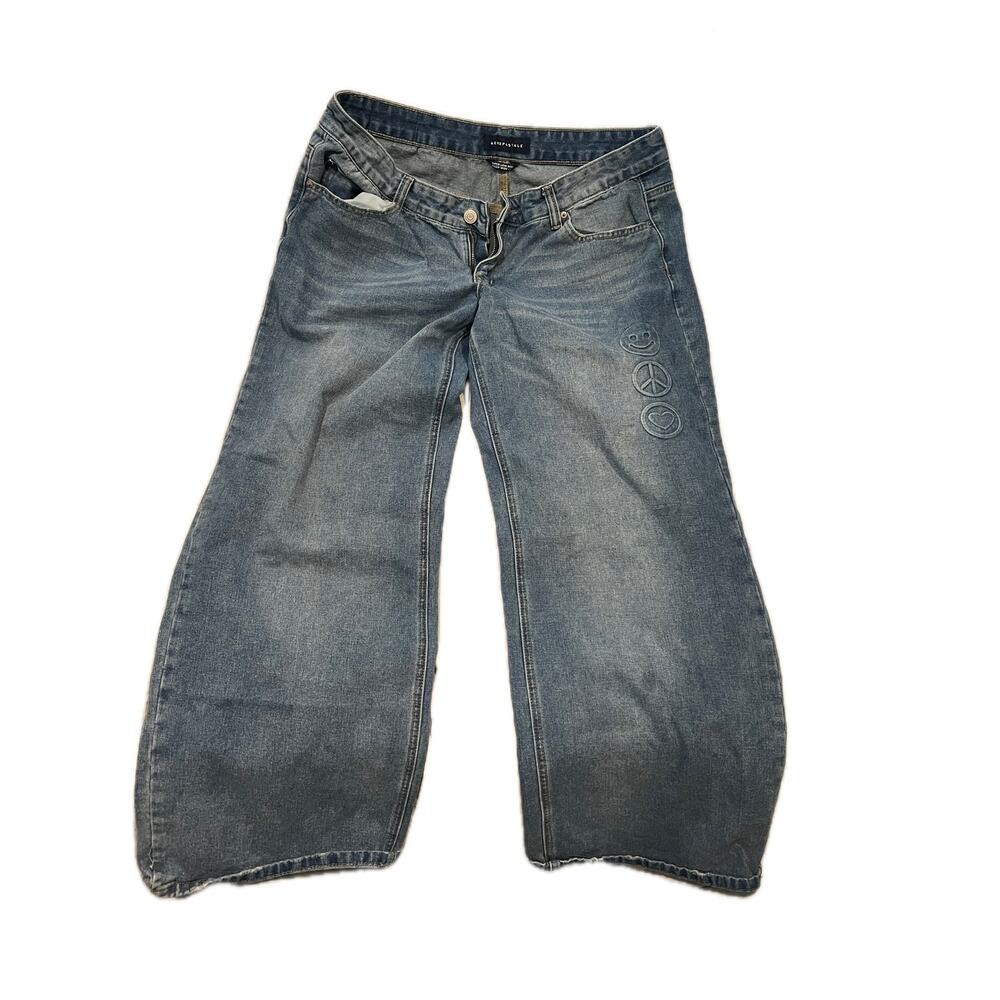 Aeropostale Super Low Rise Baggy Wide Womans Jeans 14R